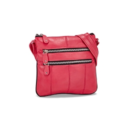 Lds pink sheep leather cross body bag