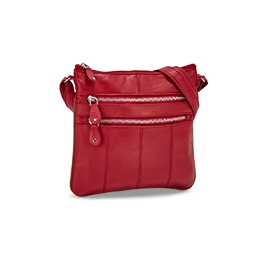 Lds red sheep leather cross body bag