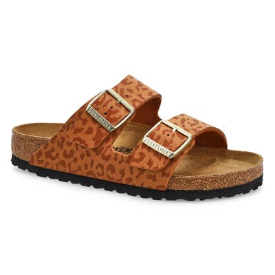 Lds Arizona Birko-Flor 2 Strap Sandal - Leo Pecan