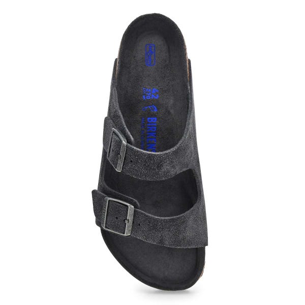 Men's Arizona Soft Footbed 2 Strap Suede Sandal - Charcoal