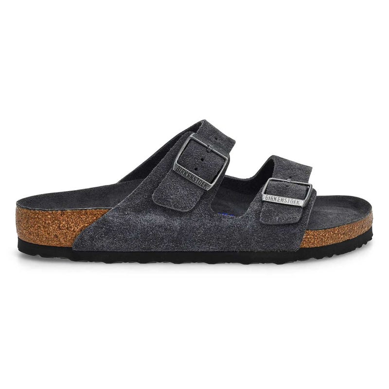 Men's Arizona Soft Footbed 2 Strap Suede Sandal - Charcoal
