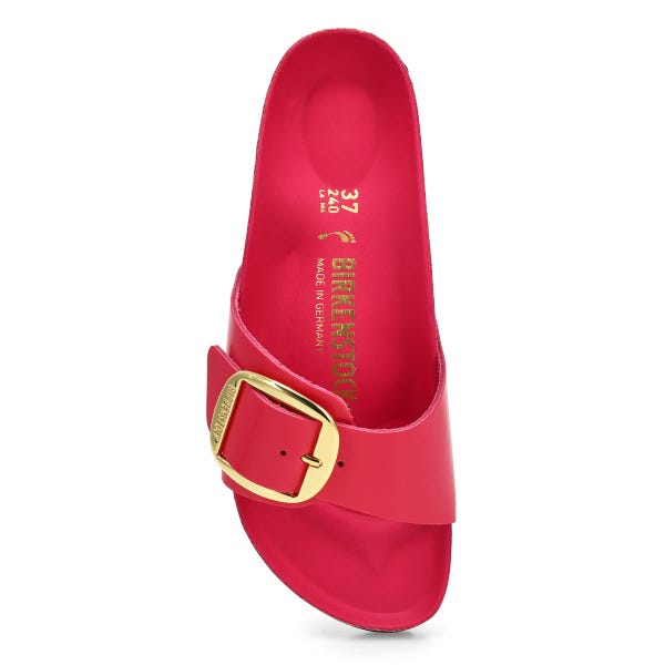 Women's Madrid Big Buckle High Shine 1 Strap Narrow Sandal - Fuchsia Tulip
