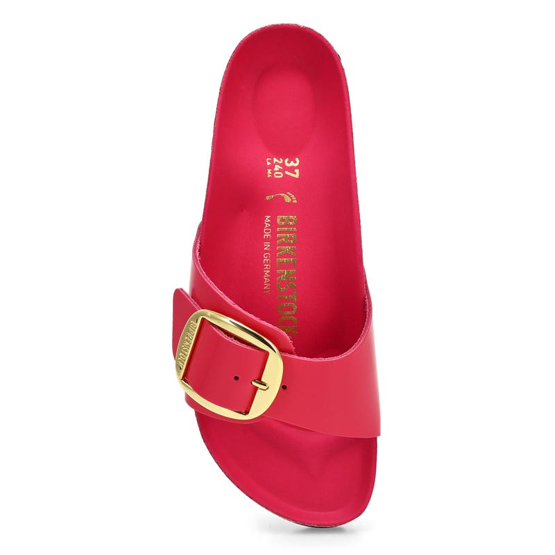 Women's Madrid Big Buckle High Shine 1 Strap Narrow Sandal - Fuchsia Tulip