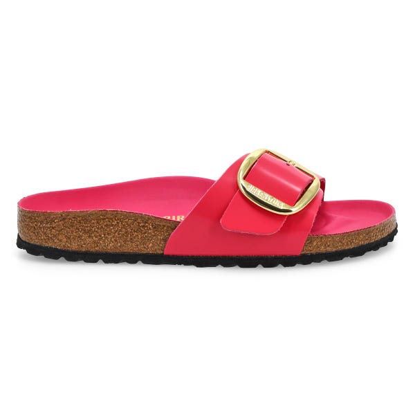 Women's Madrid Big Buckle High Shine 1 Strap Narrow Sandal - Fuchsia Tulip