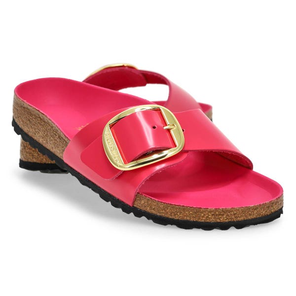 Women's Madrid Big Buckle High Shine 1 Strap Narrow Sandal - Fuchsia Tulip