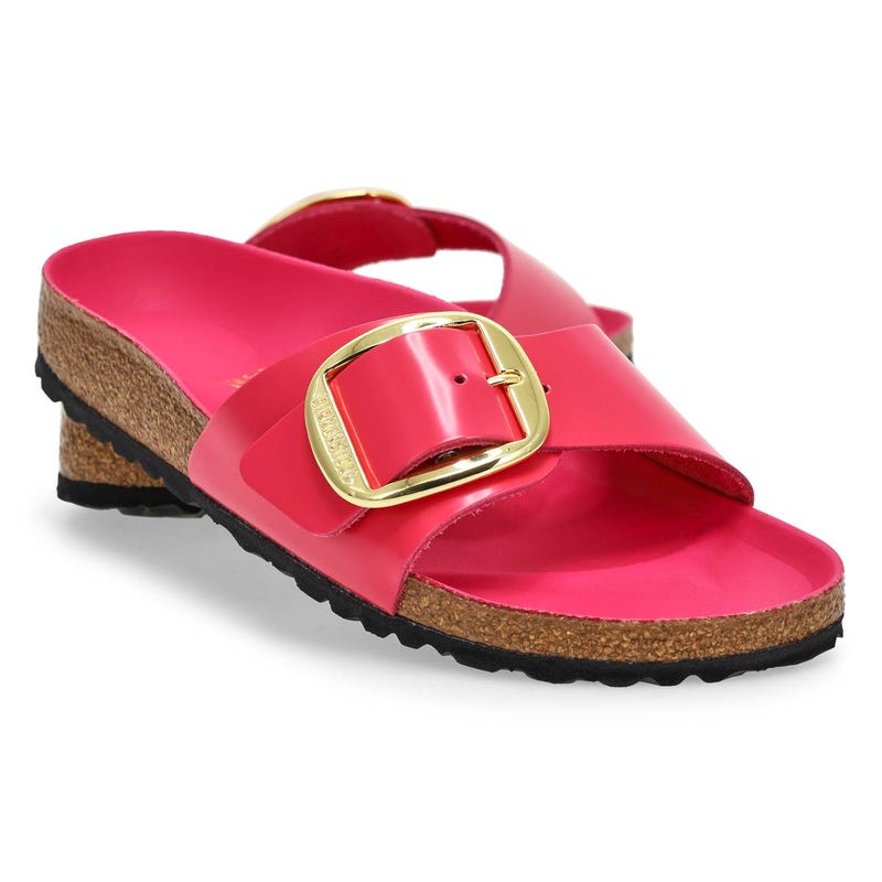 Women's Madrid Big Buckle High Shine 1 Strap Narrow Sandal - Fuchsia Tulip