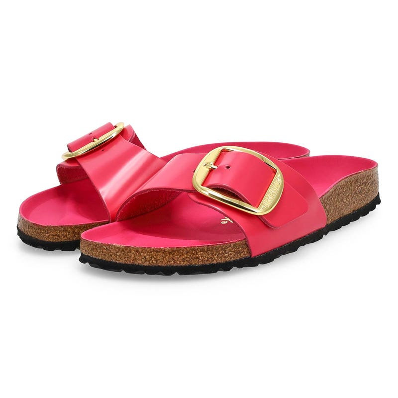 Women's Madrid Big Buckle High Shine 1 Strap Narrow Sandal - Fuchsia Tulip