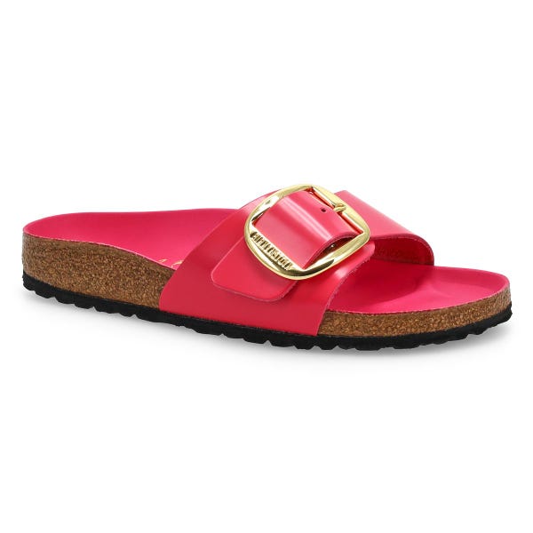 Women's Madrid Big Buckle High Shine 1 Strap Narrow Sandal - Fuchsia Tulip