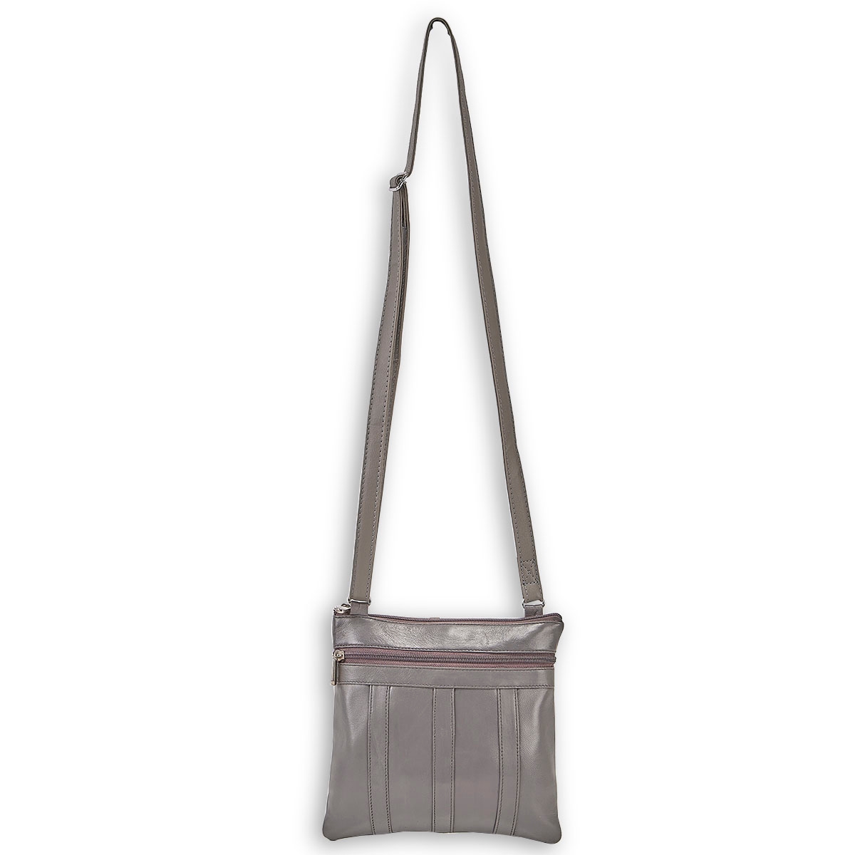 Sac à bandoulière 1032, cuir/mouton, gris, femmes