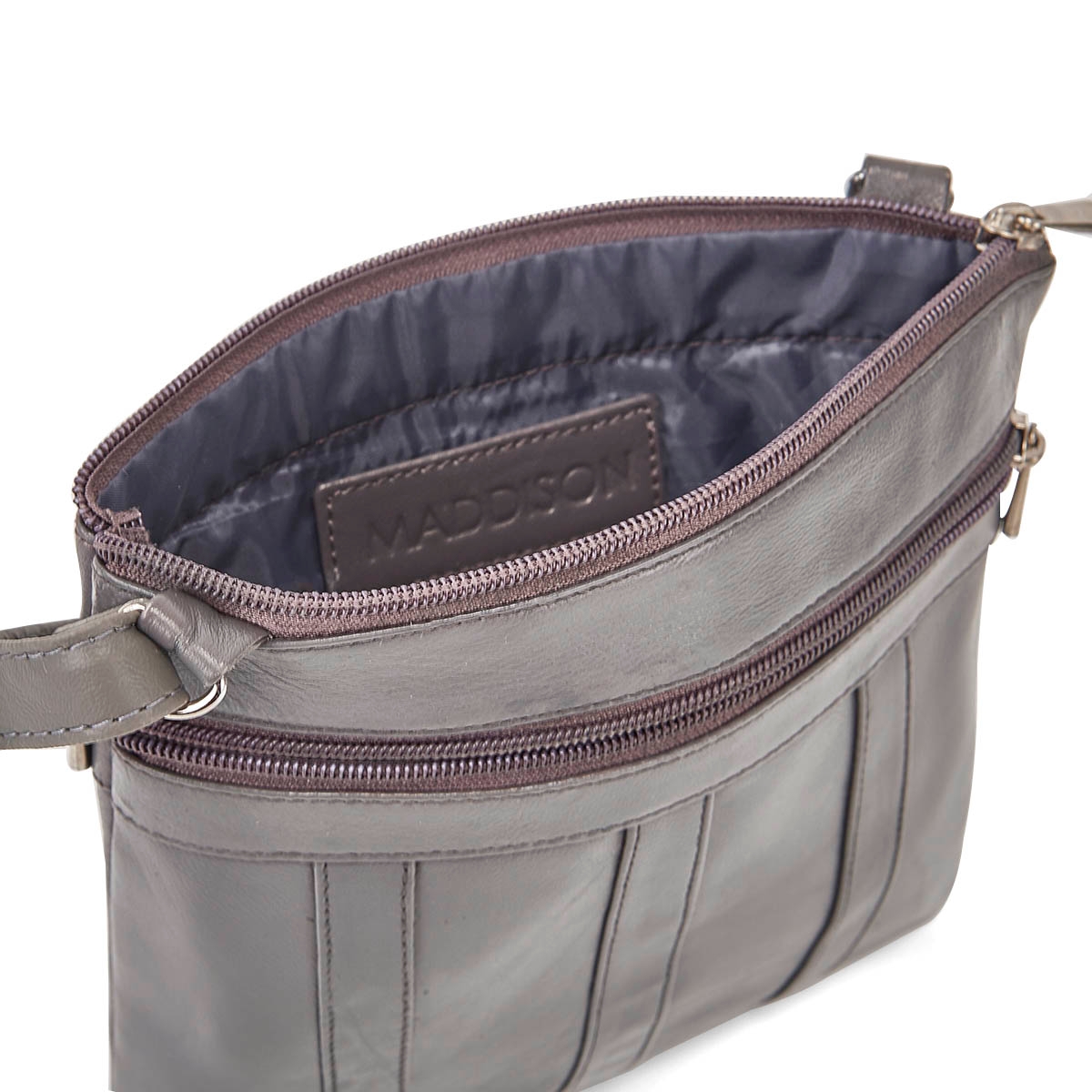 Sac à bandoulière 1032, cuir/mouton, gris, femmes