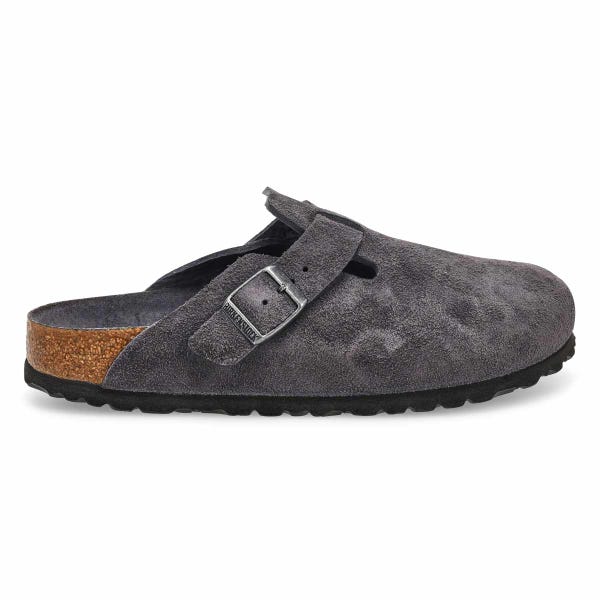 Sabot étroit Boston Soft Footbed pour femmes - suède charbon ton sur ton