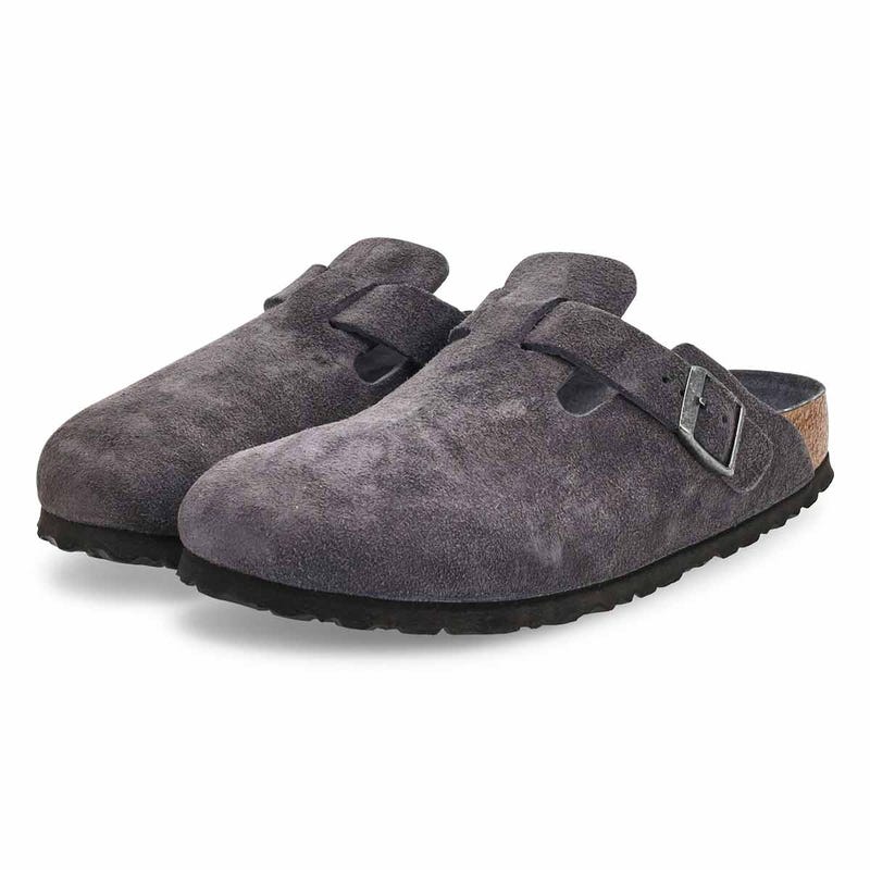 Sabot étroit Boston Soft Footbed pour femmes - suède charbon ton sur ton