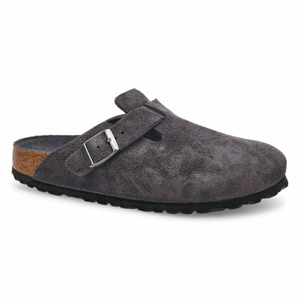 Sabot étroit Boston Soft Footbed pour femmes - suède charbon ton sur ton