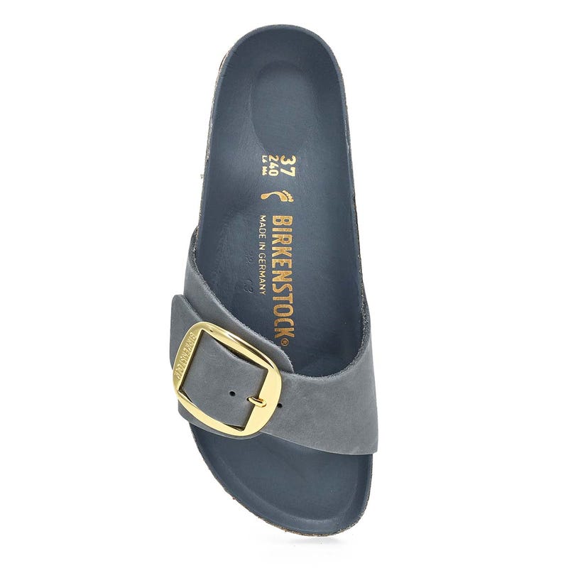 Women's  Madrid Big Buckle 1 Strap Narrow Sandal - Basalt Grey