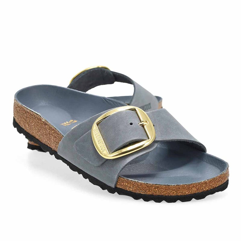 Women's  Madrid Big Buckle 1 Strap Narrow Sandal - Basalt Grey
