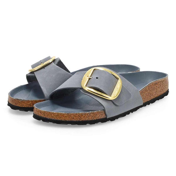 Women's  Madrid Big Buckle 1 Strap Narrow Sandal - Basalt Grey