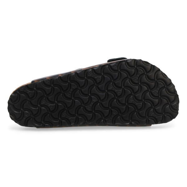 Sandale Arizona en cuir embossé animalier à 2 brides pour femmes - brun