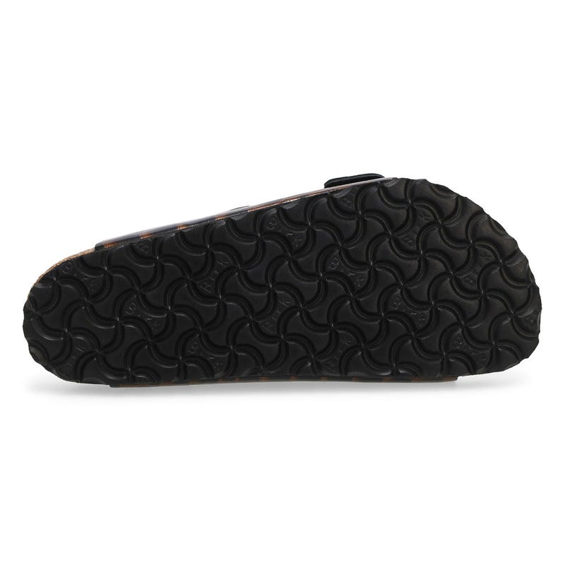 Sandale Arizona en cuir embossé animalier à 2 brides pour femmes - brun