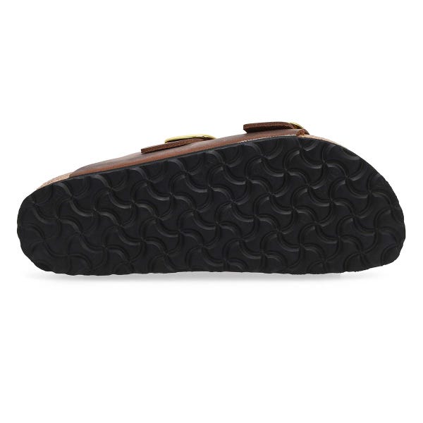 Women's  Arizona Big Buckle Oiled Leather 2 Strap Narrow Sandal - Habana