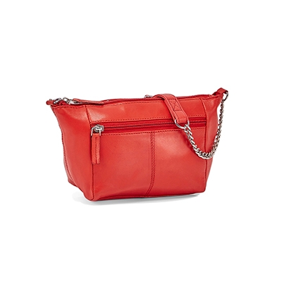 Lds red sheep leather crossbody bag