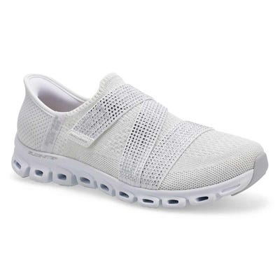Lds Glide- Step- High Shine Slip-Ins Sneaker - White/Silver