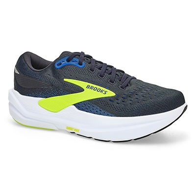Mns Ghost Max 3 Lace Up Wide Performance Sneaker - Black/Navy/Acid Lime