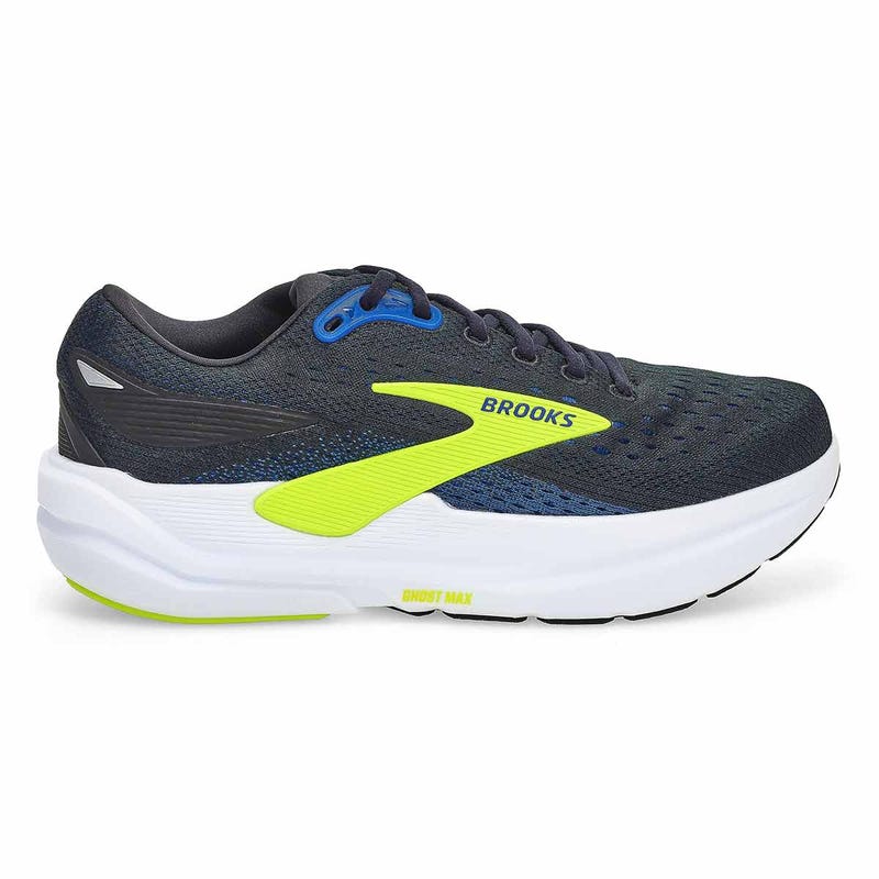 Men's Ghost Max 3 Lace Up Wide Performance Sneaker - Black/Navy/Acid Lime
