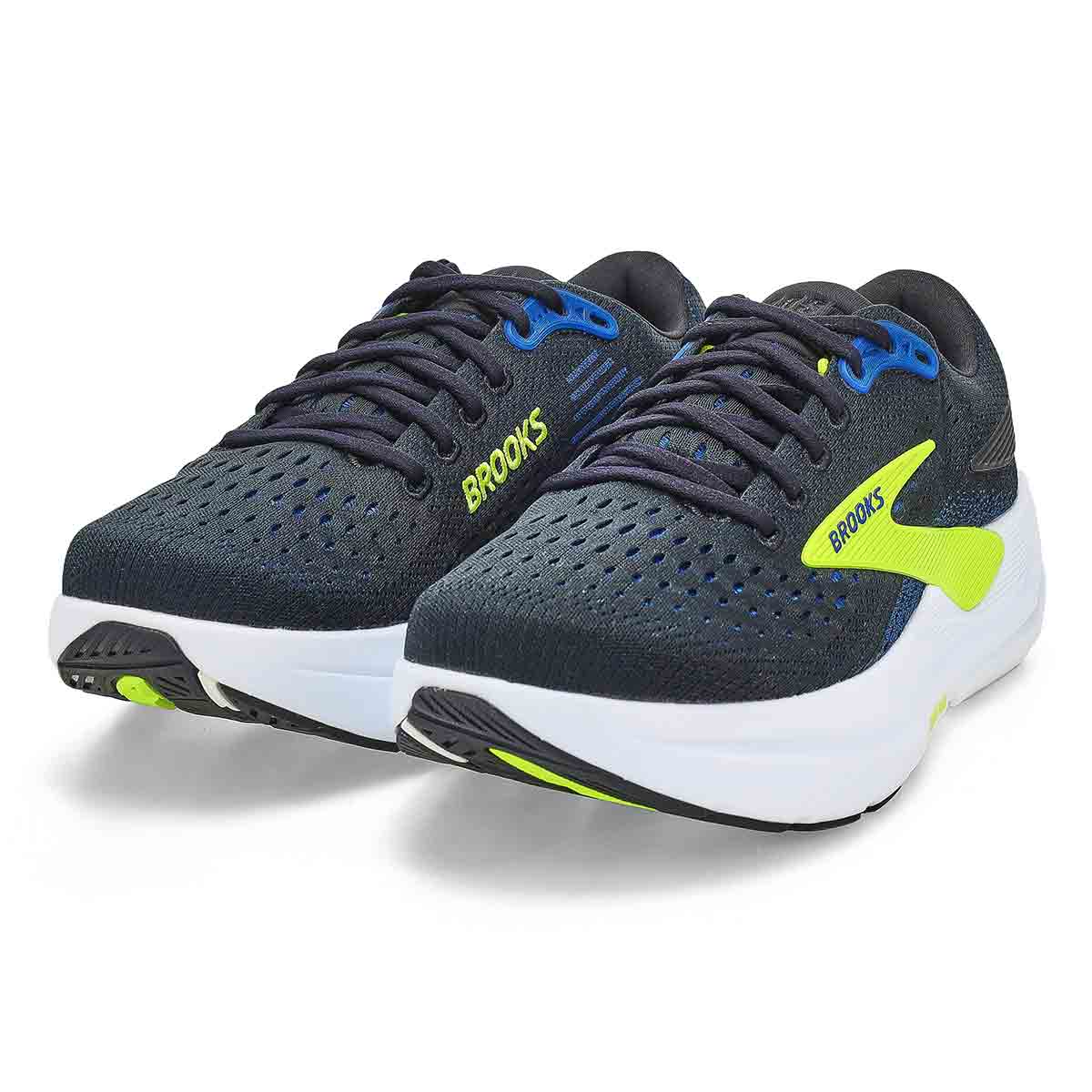 Men's Ghost Max 3 Lace Up Wide Performance Sneaker - Black/Navy/Acid Lime