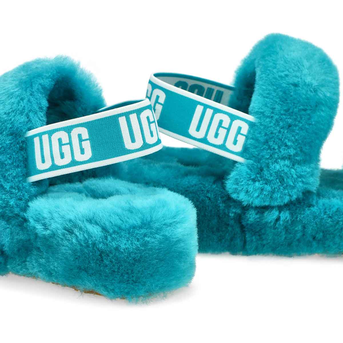 Pantoufle en mouton OH YEAH, bleu aqua, femmes