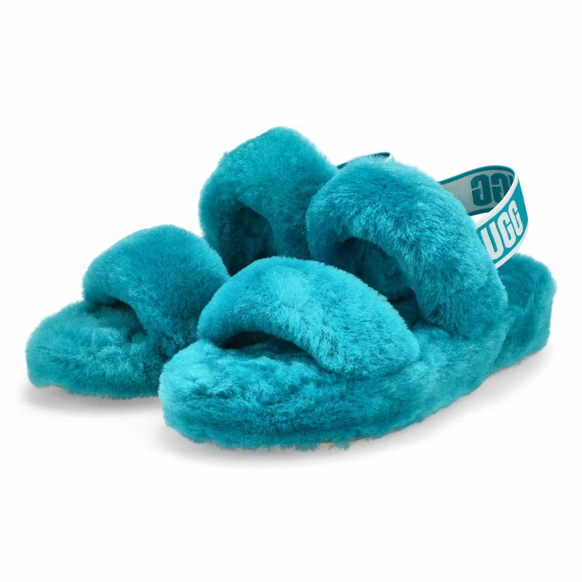 Pantoufle en mouton OH YEAH, bleu aqua, femmes