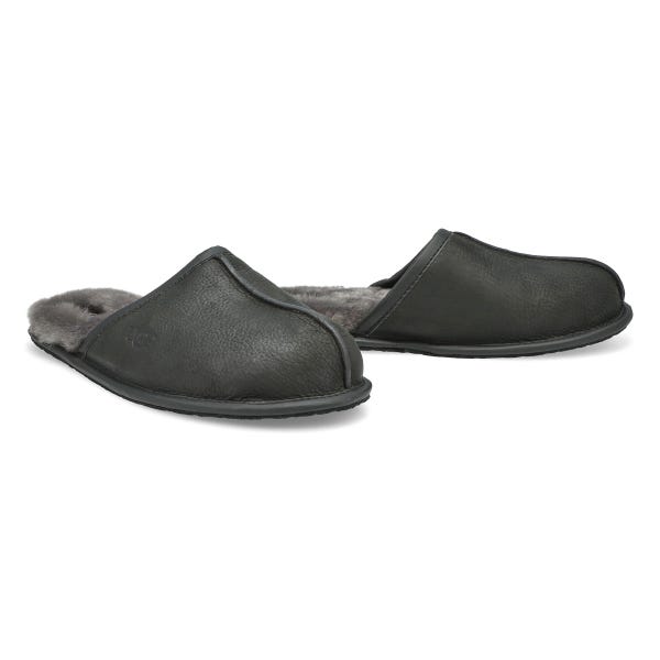 Pantoufles en cuir SCUFF, noir, hommes