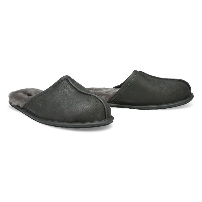 Pantoufles en cuir SCUFF, noir, hommes