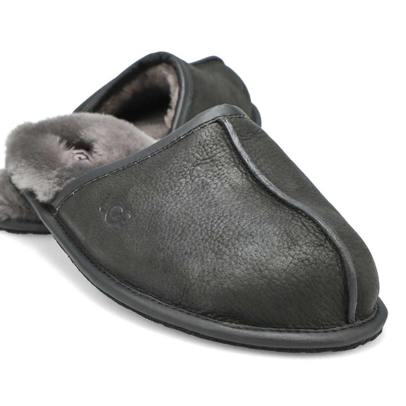 Pantoufles en cuir SCUFF, noir, hommes