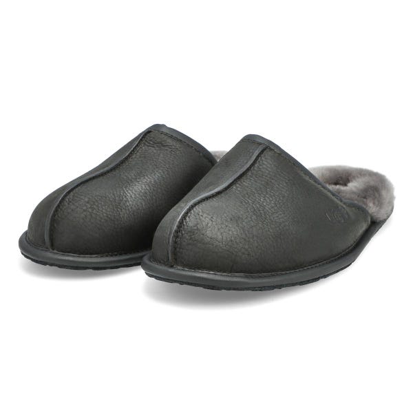 Pantoufles en cuir SCUFF, noir, hommes