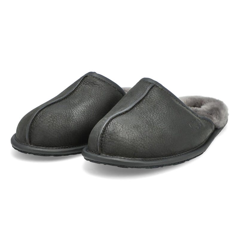 Pantoufles en cuir SCUFF, noir, hommes