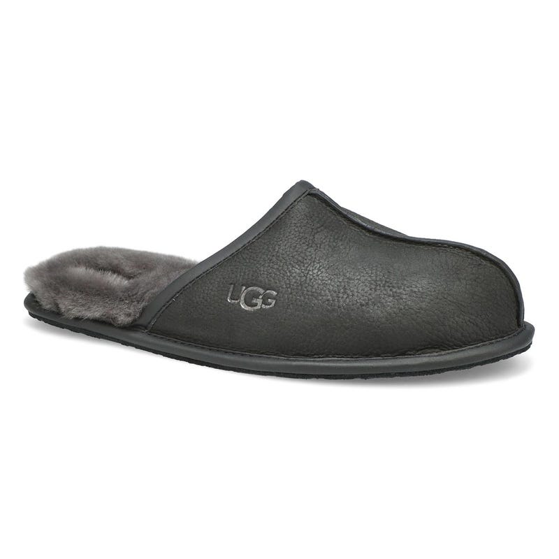 Pantoufles en cuir SCUFF, noir, hommes