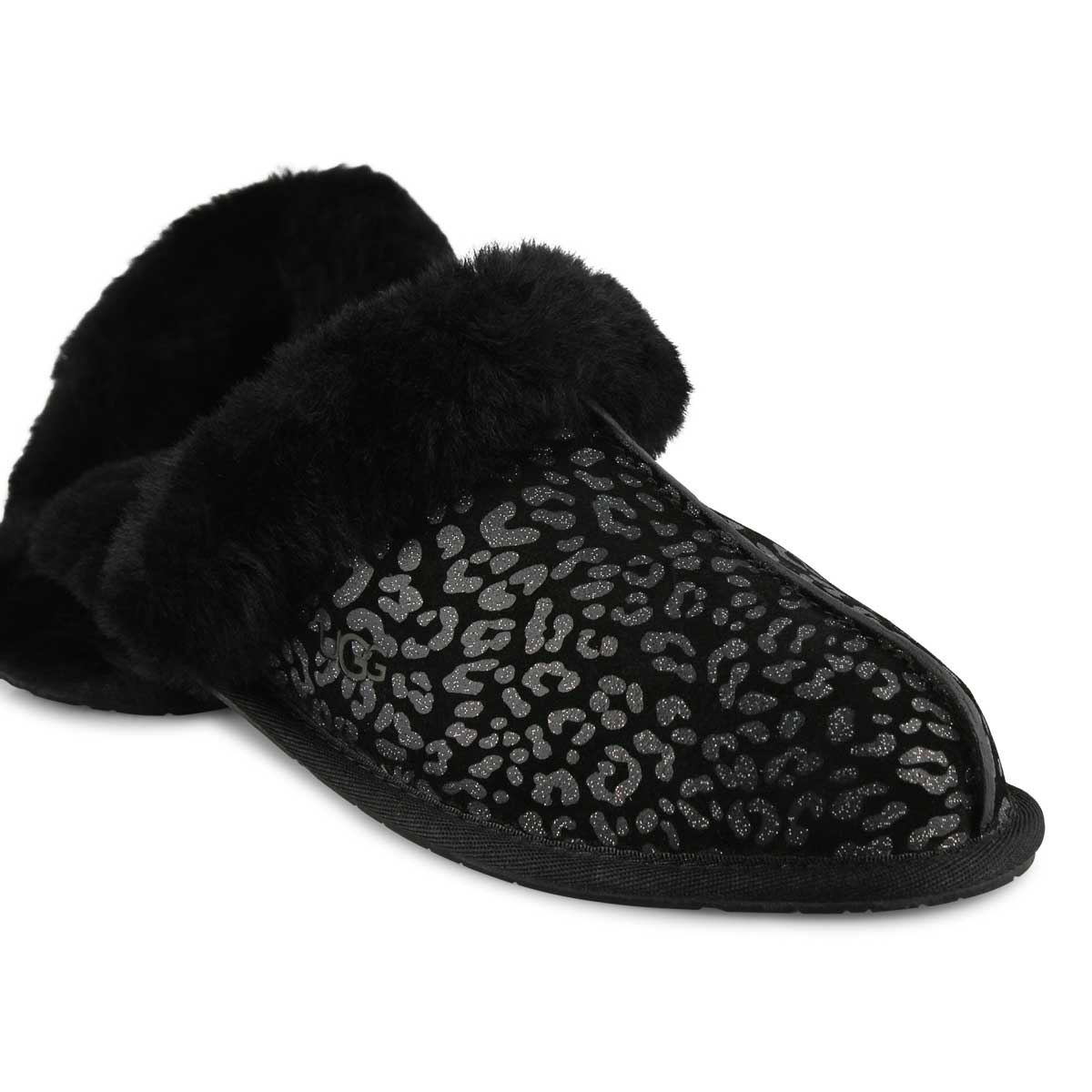 Women's Scuffette II Snow Leopard Slipper - Black