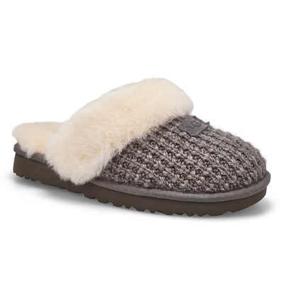 Lds Cozy Slip On Slipper - Charcoal