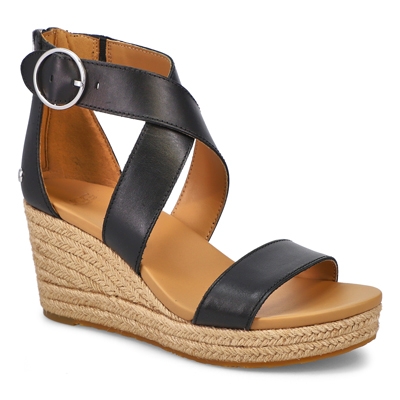 Lds Hylda Ankle Strap Wedge Sandal - Black