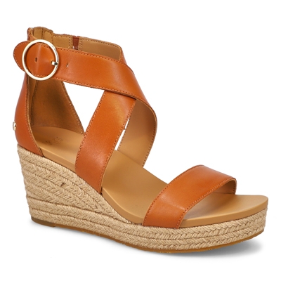 Lds Hylda Ankle Strap Wedge Sandal - Tan