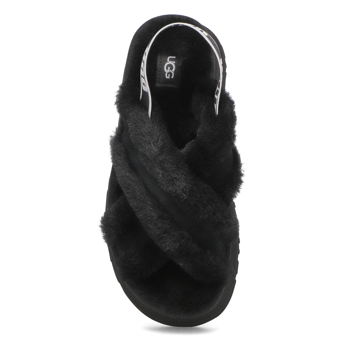 Women's Disco Cross Sheepskin Slipper - Black