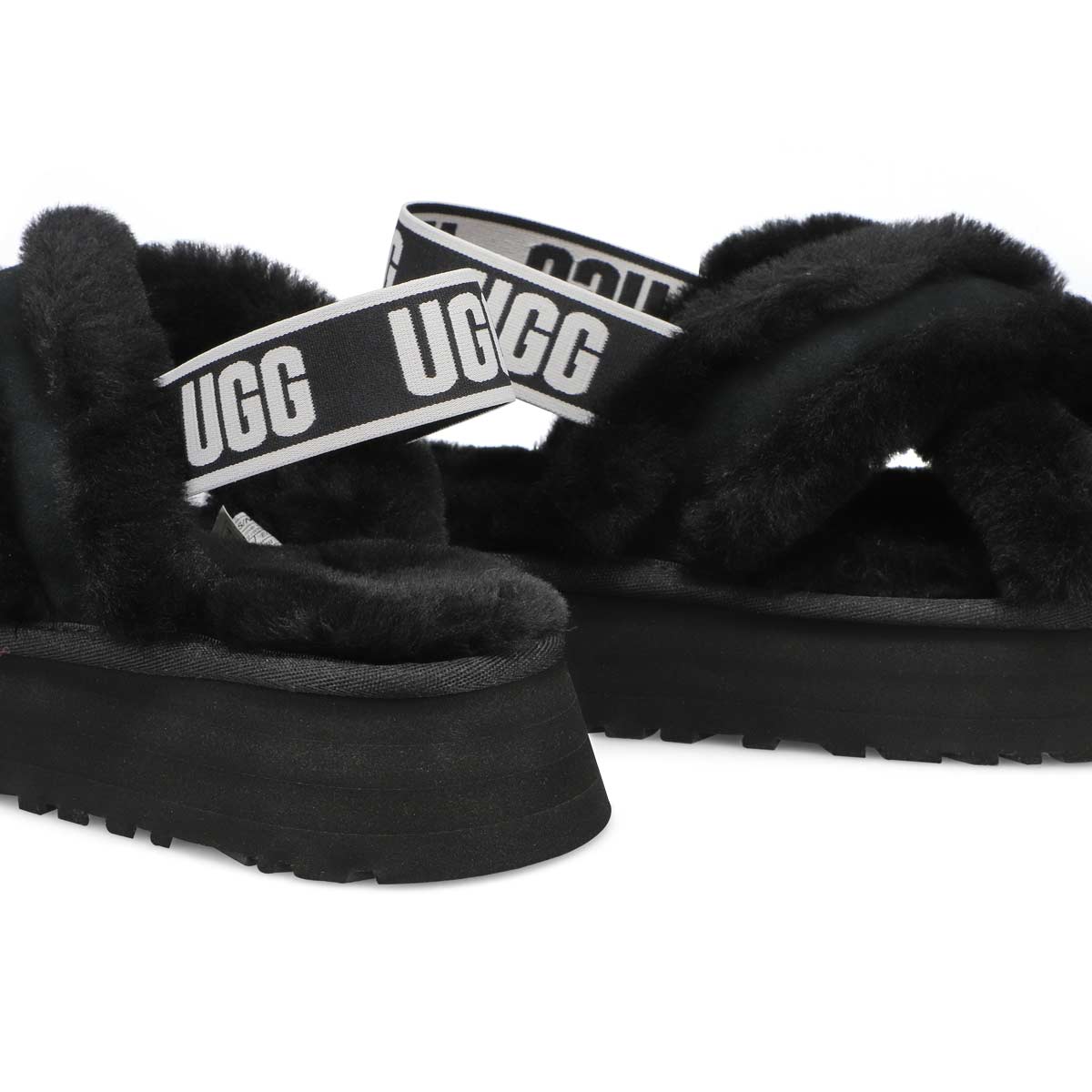 Women's Disco Cross Sheepskin Slipper - Black