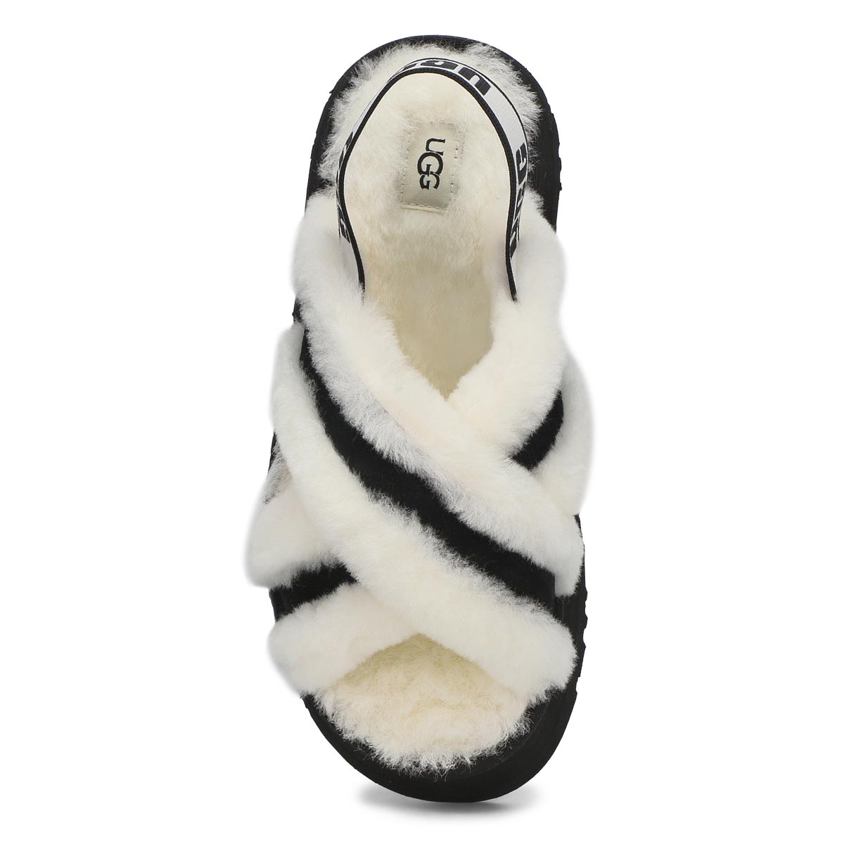 Women's Disco Cross Sheepskin Slipper - White