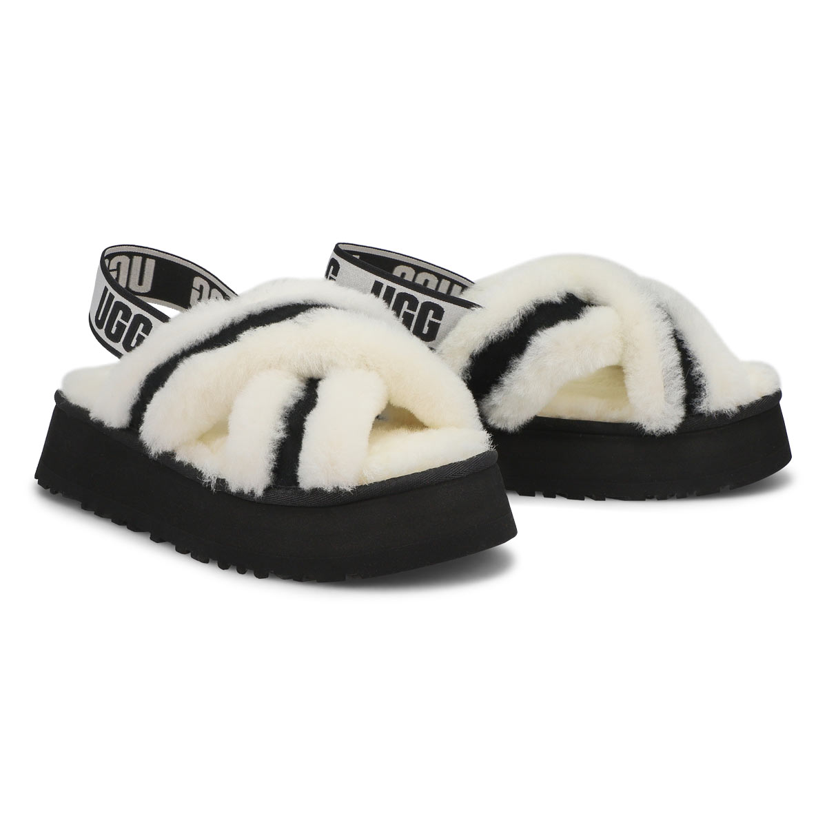 Women's Disco Cross Sheepskin Slipper - White
