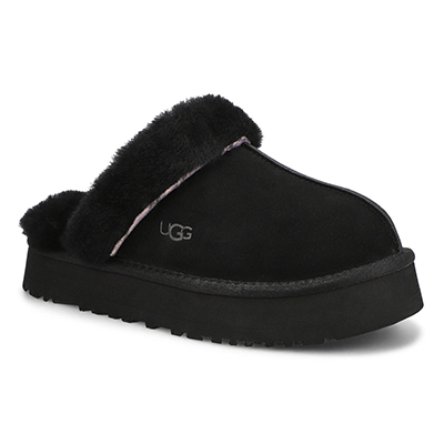 Lds Disquette Sheepskin Slipper - Black