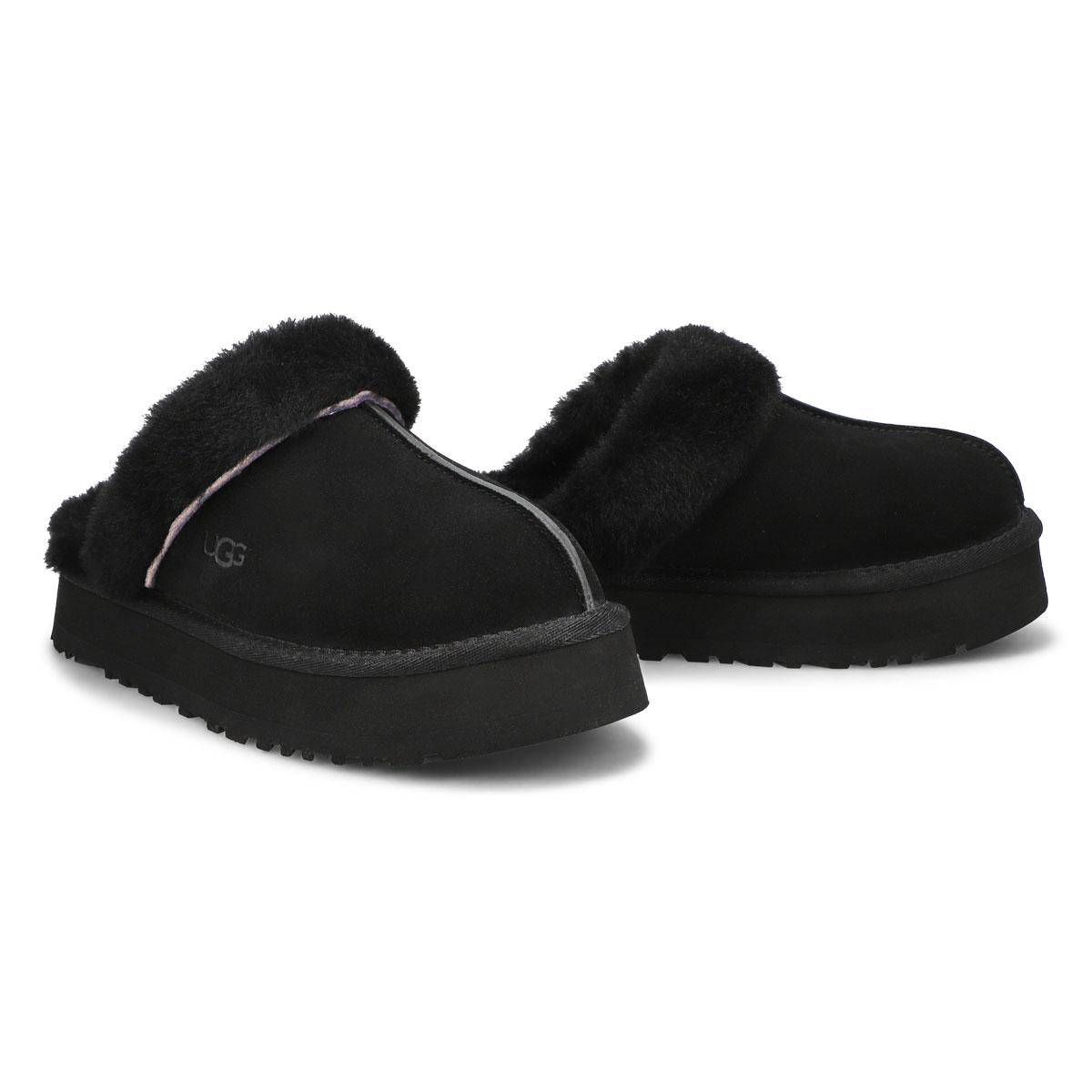 Women's Disquette Sheepskin Slipper - Black