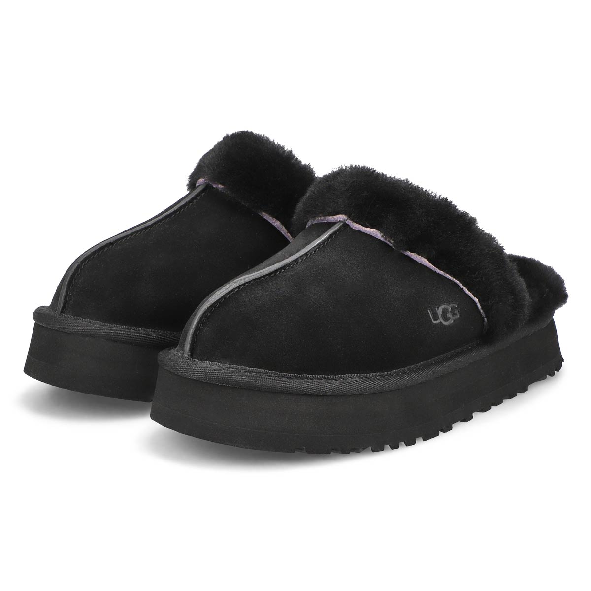 Women's Disquette Sheepskin Slipper - Black