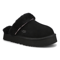 Women's Disquette Sheepskin Slipper - Black