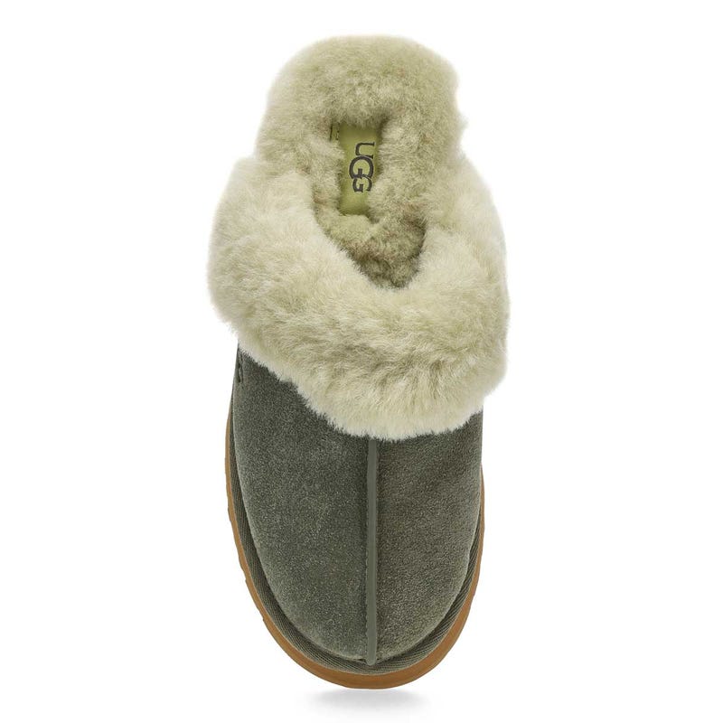 Women's  Disquette Sheepskin Slipper - Moss Green/Muted Brass