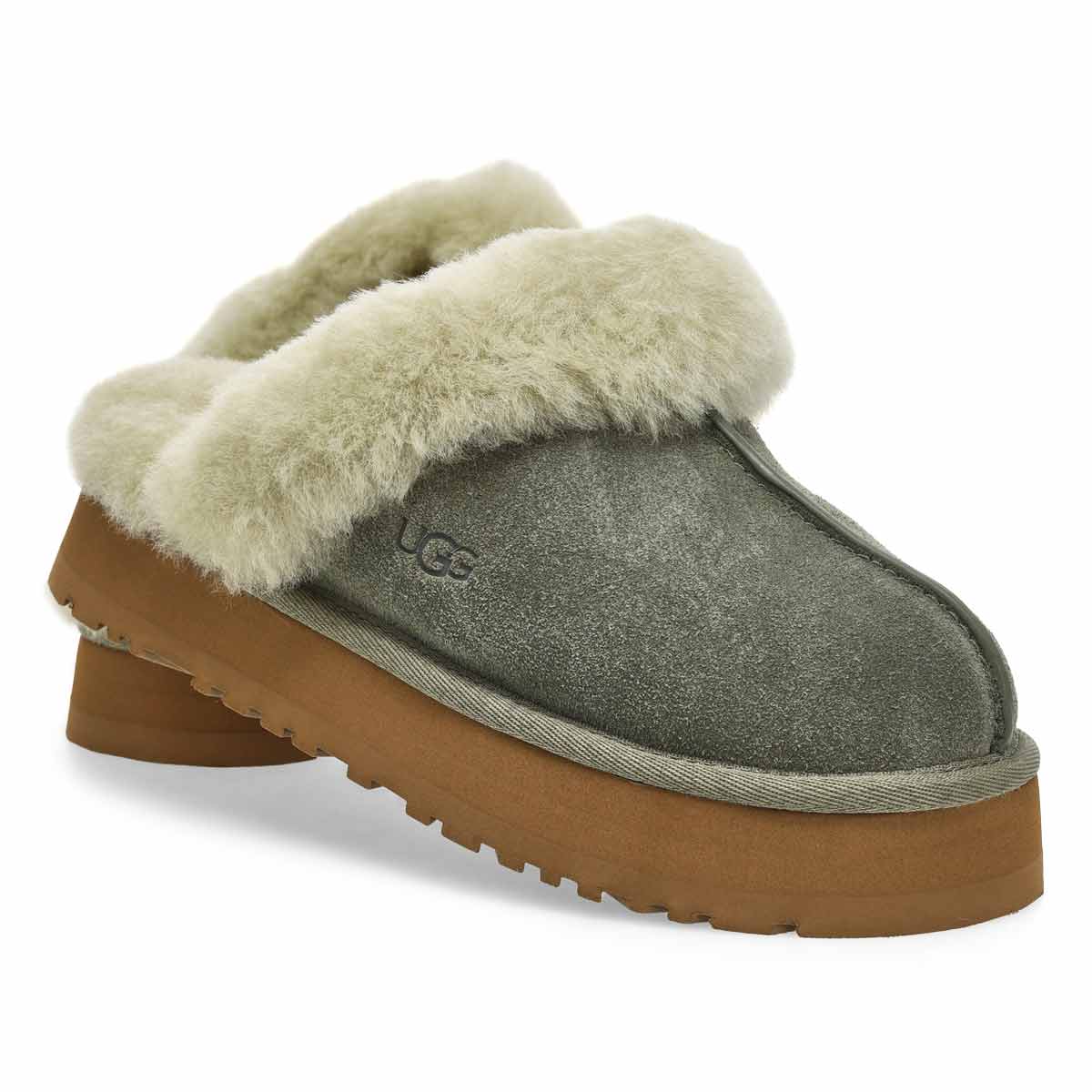 Women's  Disquette Sheepskin Slipper - Moss Green/Muted Brass